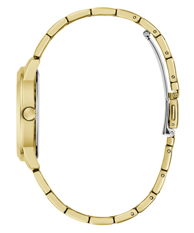 Gold watch case on a white background