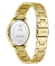 Gold watch with a visible brand logo on a white background