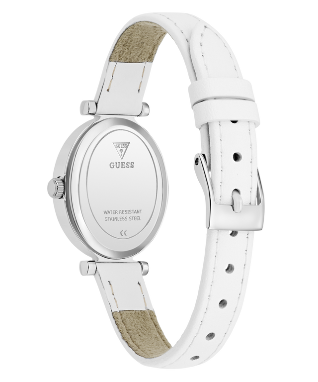 White watch with white strap on a white background
