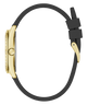 Gold watch with black strap on a transparent background