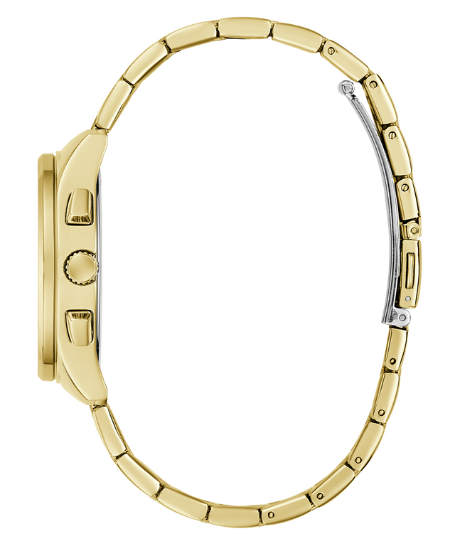 Gold watch with a white background