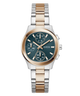 Two-tone GUESS Ladies Birdie 2-Tone Analog Watch with a teal face on a white background