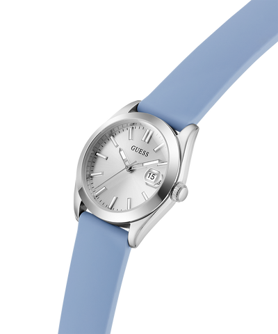 GW1033L1 with light blue strap and silver case on a white background lifestyle
