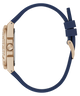 Watch with a blue strap and beige case on a transparent background