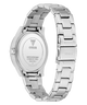 Silver Guess watch with metal band on a white background
