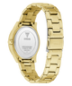 Gold GUESS Ladies Gold Tone Analog Watch with a visible brand logo on a white background