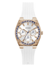 GUESS Ladies White Rose Gold Tone Analog Watch