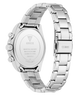 Silver watch with metal band on a white background