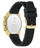 Black and gold watch with visible brand name on a white background