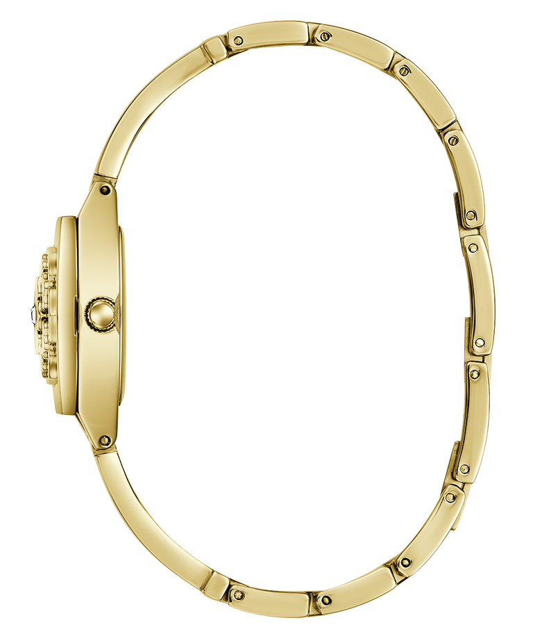 Gold watch case on a white background