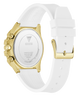 White GUESS Ladies Pride Limited Edition White Gold Tone Analog Watch with gold accents on a white background