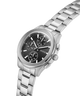 Silver GUESS Mens Palmer Silver Tone Analog Watch with a black face on a white background lifestyle