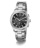 GUESS Mens Palmer Silver Tone Analog Watch with black dial on a white background