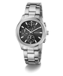 GUESS Mens Palmer Silver Tone Analog Watch with black dial on a white background