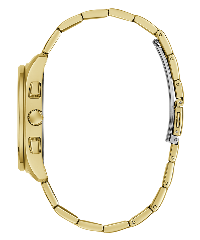 Gold watch strap on a white background