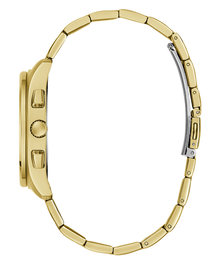 Gold watch strap on a white background