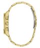 Gold watch strap on a white background