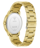 Gold watch with visible brand logo on a white background