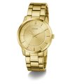 Gold watch with 'Guess' branding on a white background