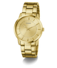 Gold watch with 'Guess' branding on a white background