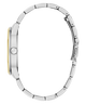 Silver watch band on a white background