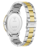 Two-toned silver and gold watch with visible brand logo on a clear background