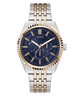 Two-tone GUESS Mens 2-Tone Analog Watch with blue dial and visible brand logo on a white background
