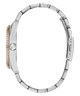 Close-up of a silver GUESS Mens 2-Tone Analog Watch band on a white background