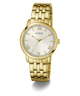 Gold watch with a white face and Roman numerals on a transparent background