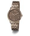 Guess GUESS Mens Coffee Analog Watch with brown metal band and face on a white background