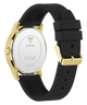 Black and gold watch with visible brand logo on a white background
