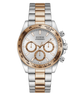 Two-tone GUESS Mens Arthur 2-Tone Analog Watch with silver and rose gold band on a white background