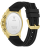 Gold and black watch with visible brand logo on a white background