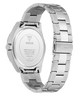 Silver watch with metal band on a white background