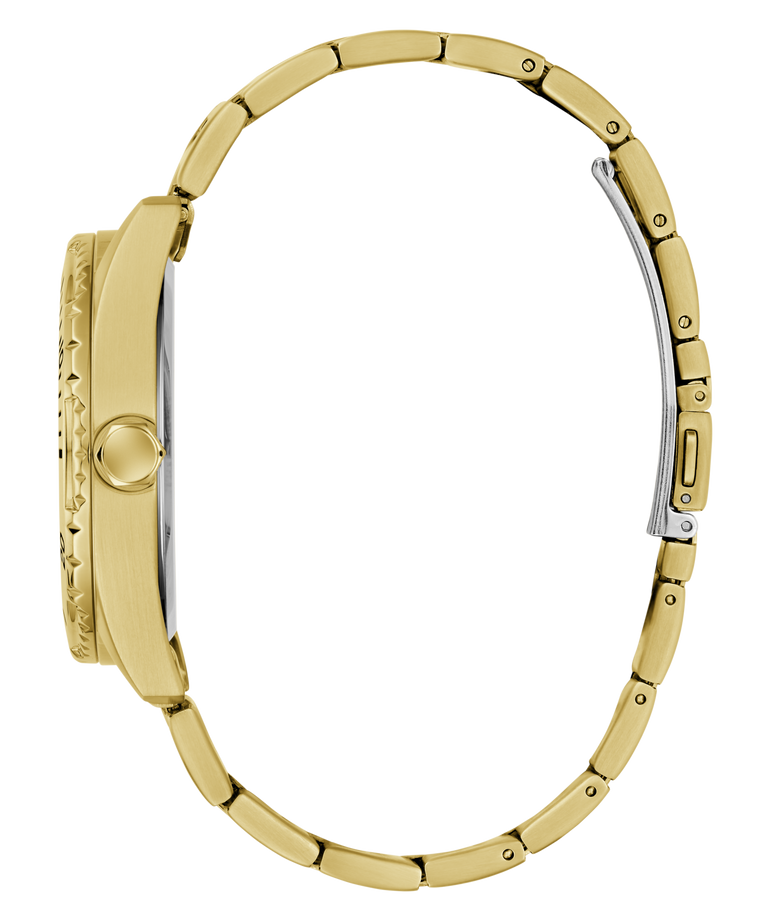 Gold watch case on a white background