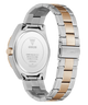Two-tone silver and rose gold watch with visible brand name on a white background