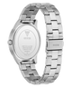 Silver Guess watch with metal bracelet on a white background