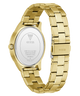 Gold GUESS Mens Gold Tone Analog Watch with metal band on a white background