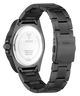 Black Guess watch with a white face on a white background