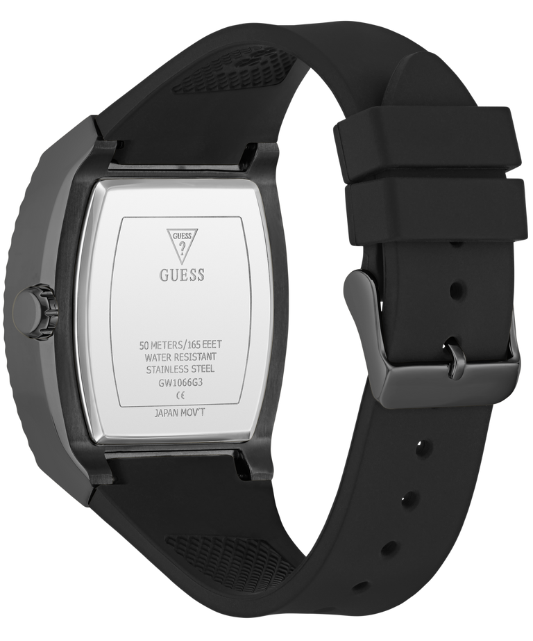 Black watch with visible brand logo on a white background