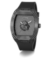 Black Guess watch with lion emblem on a white background