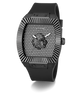 Black Guess watch with lion emblem on a white background
