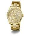 Gold watch with diamond accents on a white background
