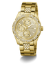 Gold watch with diamond accents on a white background