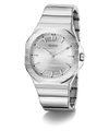 Silver Guess watch on a white background