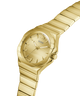 Gold GUESS Mens Jaq Gold Tone Analog Watch with a visible brand logo on a white background lifestyle