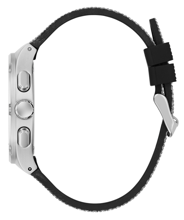 GUESS Mens Black Silver Tone Multi-function Watch