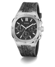 GUESS Mens Black Silver Tone Multi-function Watch