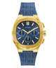 GUESS Mens Blue Gold Tone Multi-function Watch