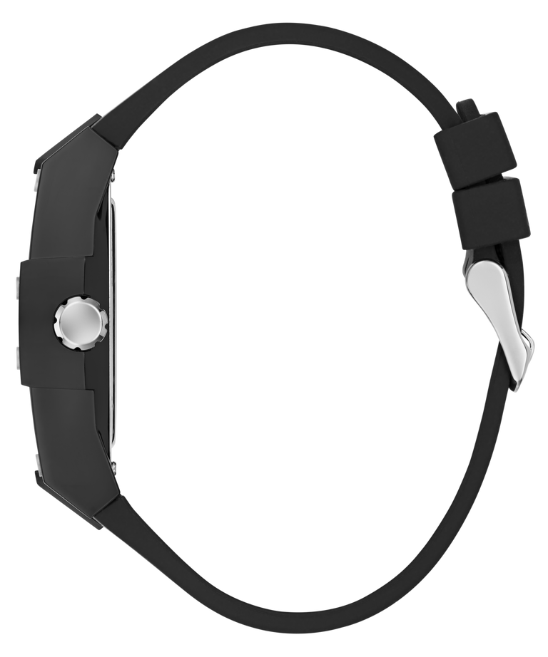 Black watch with a silver accent on a transparent background